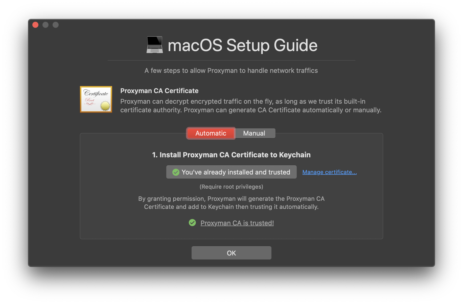 Install Proxyman Certificate on macOS