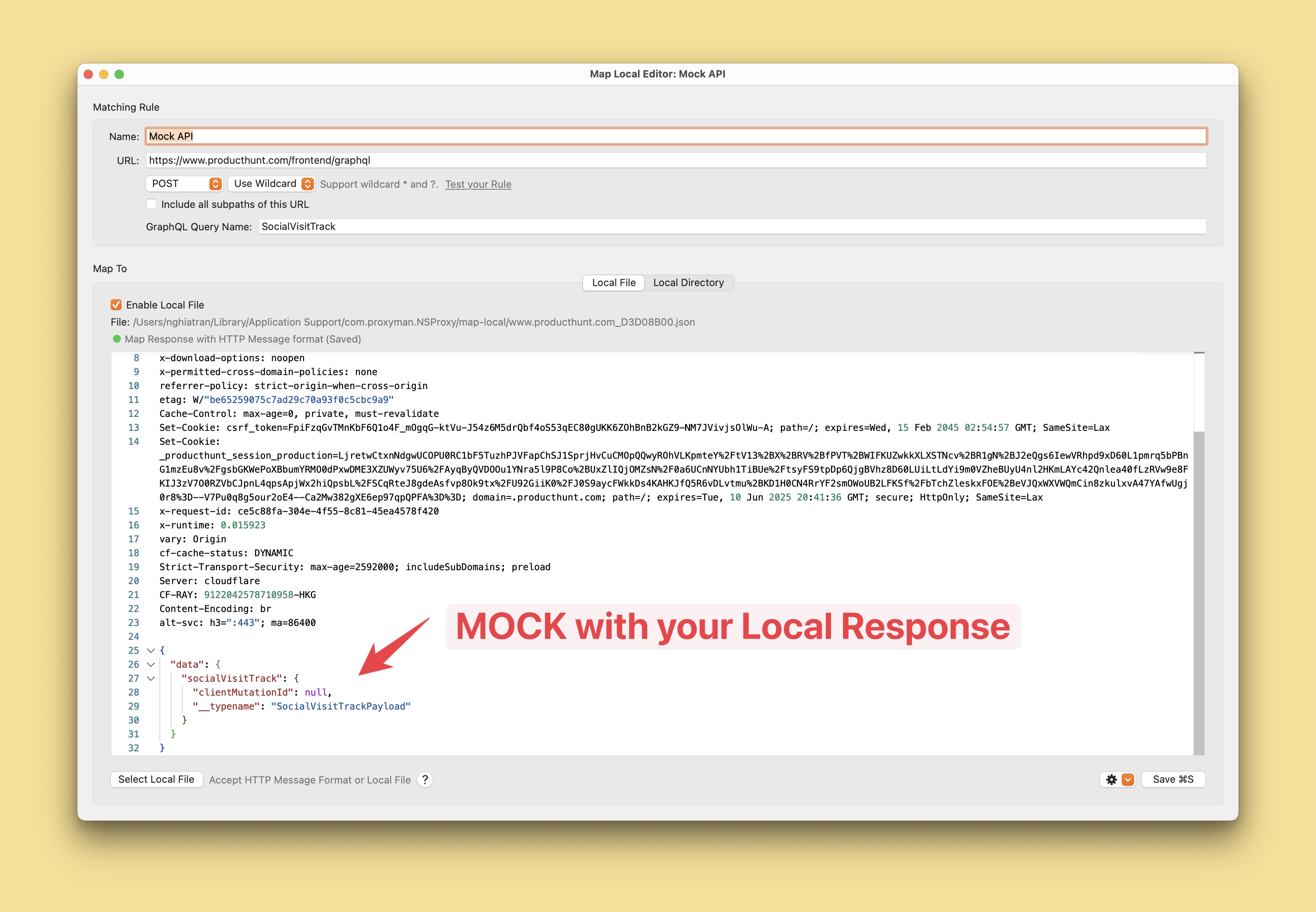 Mock API Response with Map Local