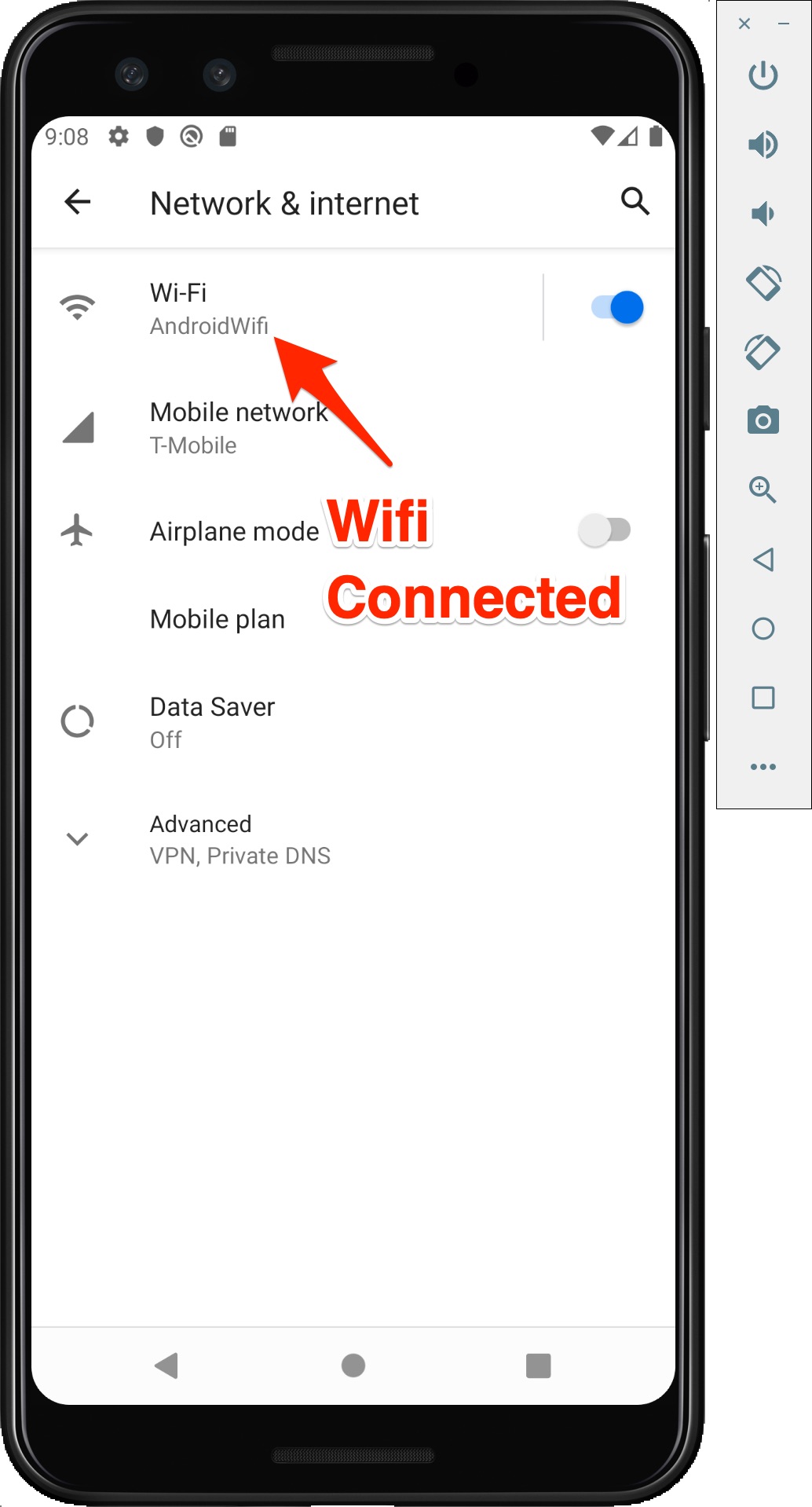 On Android devices, open Setting -> WiFi