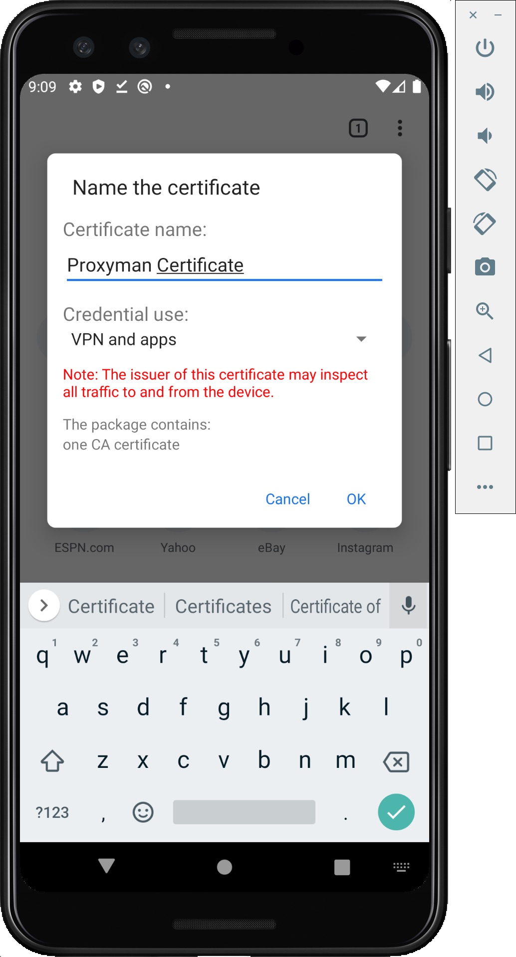 Download certificate to Android devices