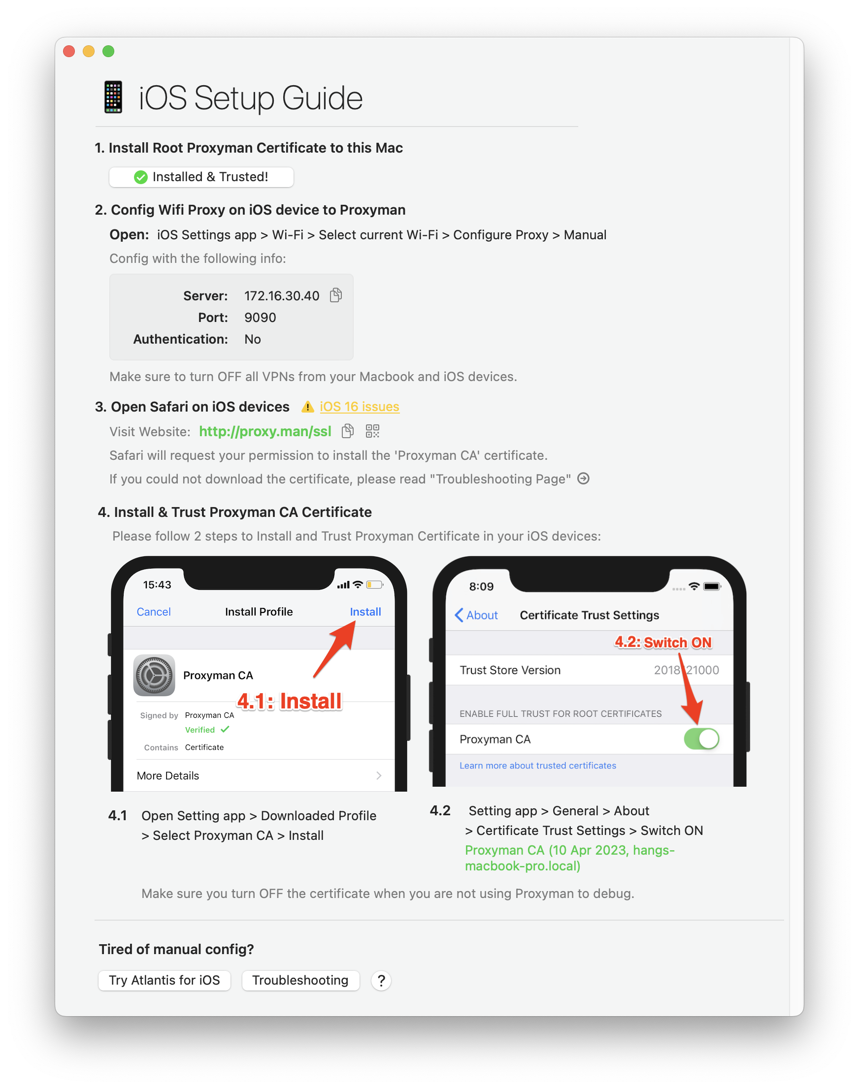 Inspect HTTP Traffic from iPhone devices